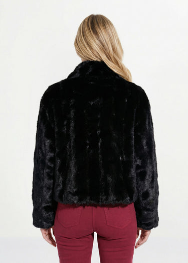 Blouson col montant en fausse fourrure Noir