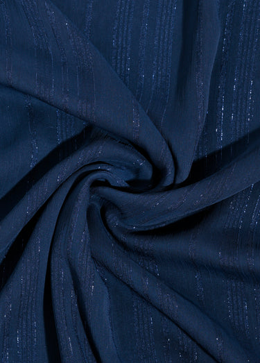 Coupon tissu habillement voile métallisé Bleu Marine