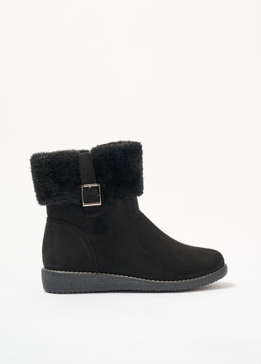 Boots confort, revers fausse fourrure Noir