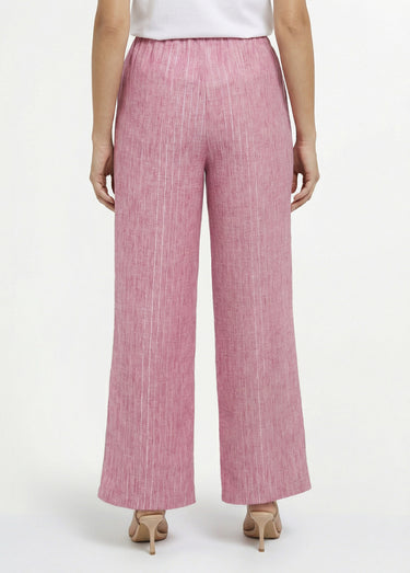 Pantalon tailleur rayé aspect irrégulier Framboise