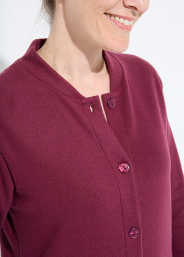 Peignoir boutonné court maille milano Bordeaux