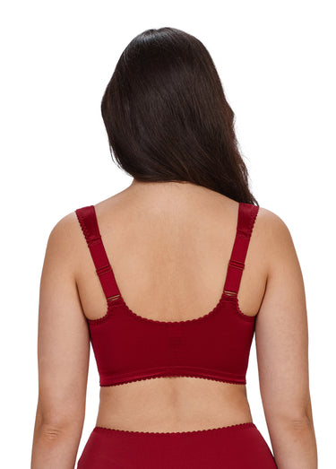 Soutien gorge dentelle fleur, ouvert devant Carmin
