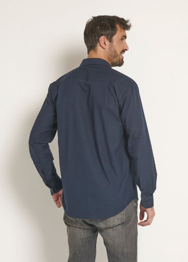 Chemise foncée coton détails contrastants Bleu Marine