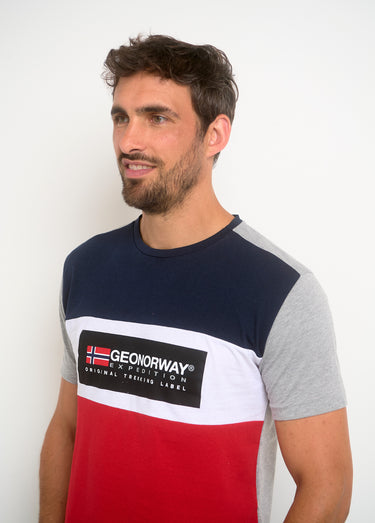 T-shirt tricolore logo poitrine Gris