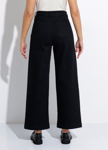 Jean 7/8ème large denim extensible 4 poches Noir