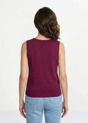 Gilet sans manches boutons dorés Prune