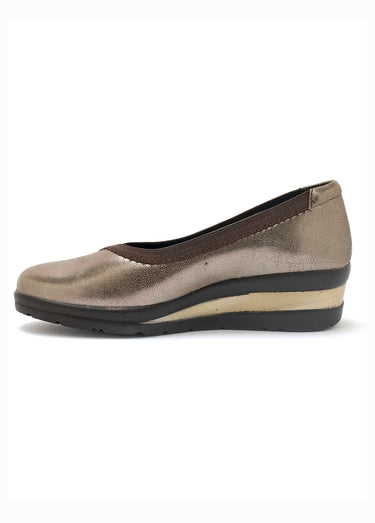Ballerines compensées en cuir métallisé Mordore