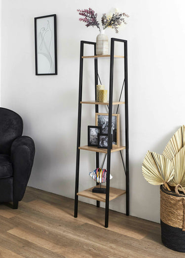 Etagère design métal foncé et bois Beige/Noir