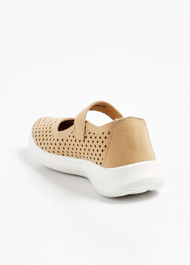 Ballerines à scratch aspect tressé Beige