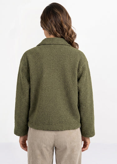 Veste maille bouclette intérieur polaire Kaki