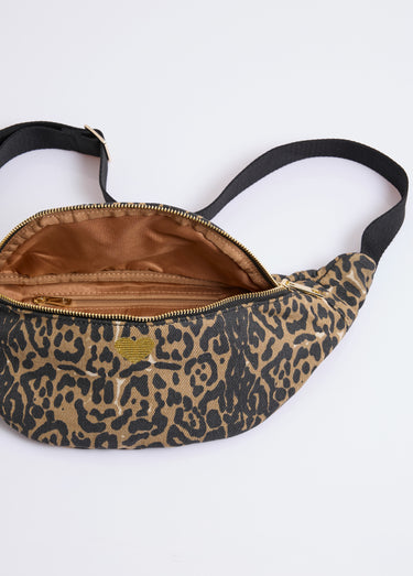 Sac banane motif léopard broderie coeur Panthère
