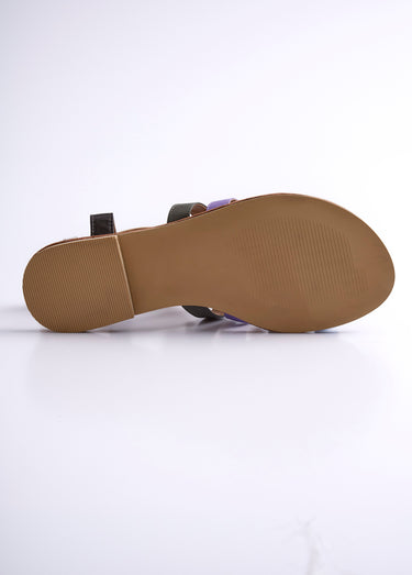 Sandales spartiates brides multicolores Marron