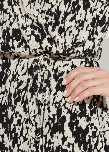 Robe courte cache-coeur imprimé tachiste Noir/Ecru