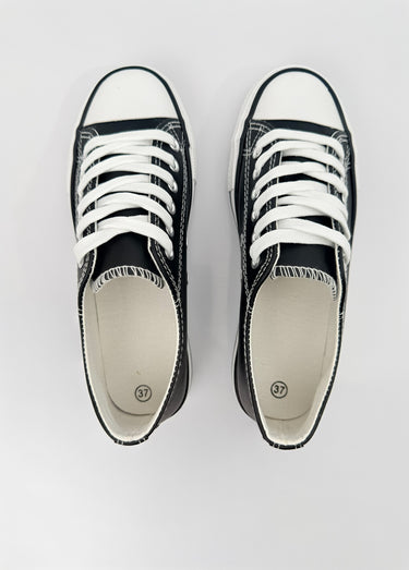 Baskets simili cuir lacets inspiration US Noir