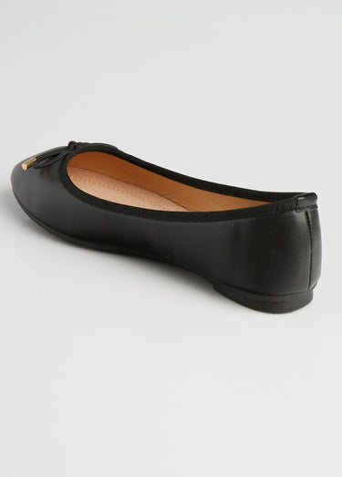 Ballerines talon plat et petit noeud Noir