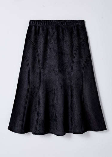 Jupe longue évasée maille suédée Noir