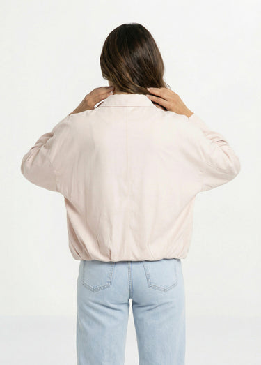 Blouson zippé suédine taille resserrée Rose Nude