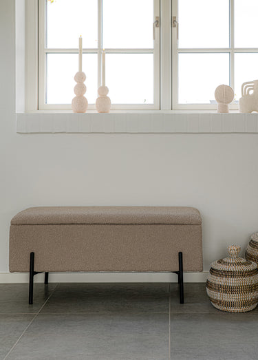 Banc bouclette coffre de rangement 1B Beige