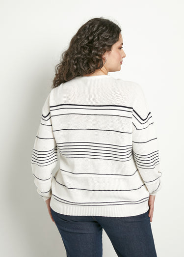 Pull marinière col rond Ecru/Marine