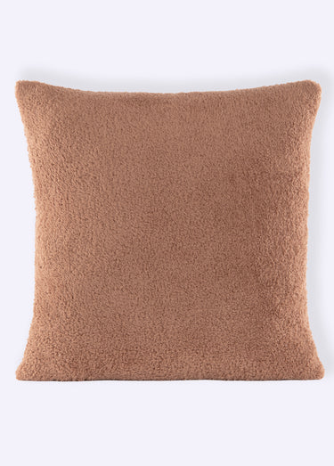 Coussin déco en coral fleece doux Marron