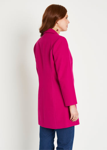 Manteau col tailleur aspect lainage Rose