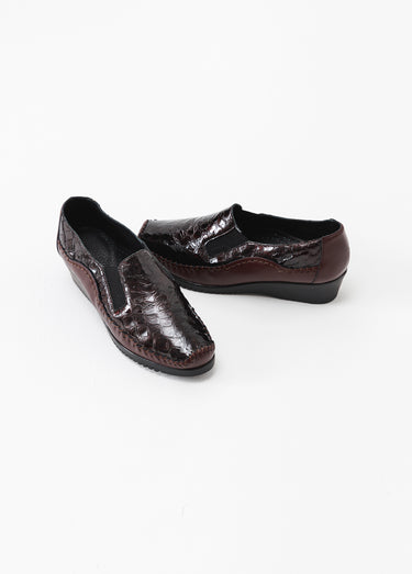 Mocassin cuir bi-matière Bordeaux