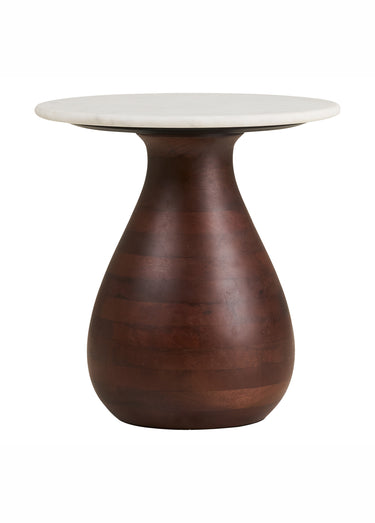 Table d'appoint marbre et manguier HEIDE Blanc/Brun foncé