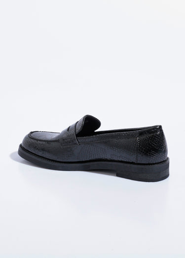 Mocassins aspect reptile petit talon Noir