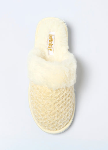 Chaussons mules velours et fourrure Beige