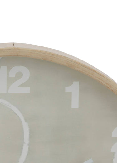 Horloge motif abstrait cadre aspect bois Beige