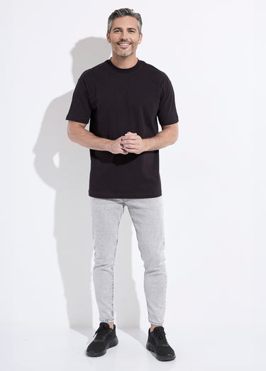 T-shirt col rond en coton épais Noir