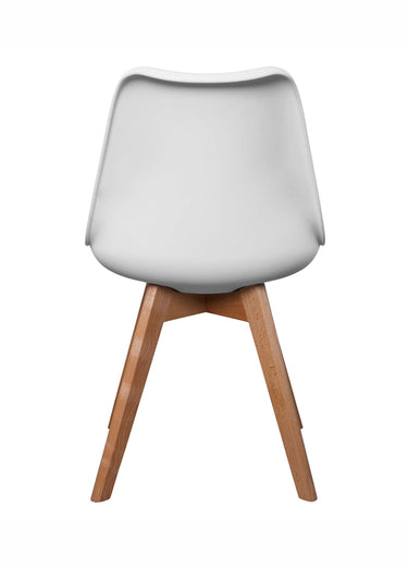 Set 4 Chaises assise coque et pieds bois Blanc