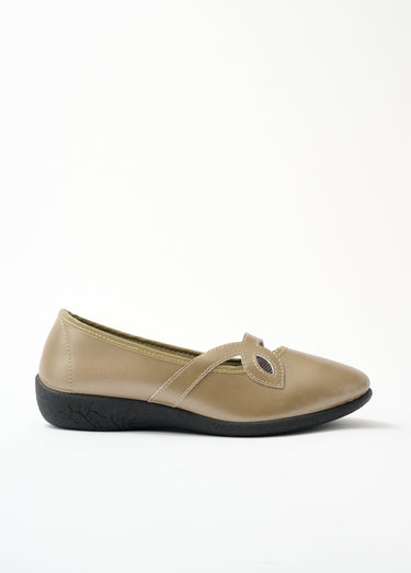 Ballerines croisées largeur confort cuir Bronze