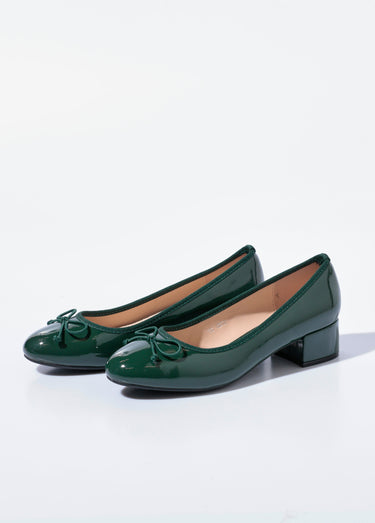 Escarpins ballerines à talon vernies chic Vernis Vert