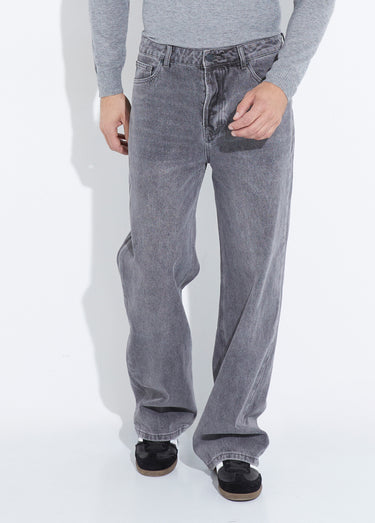 Jean denim coupe large style baggy Gris