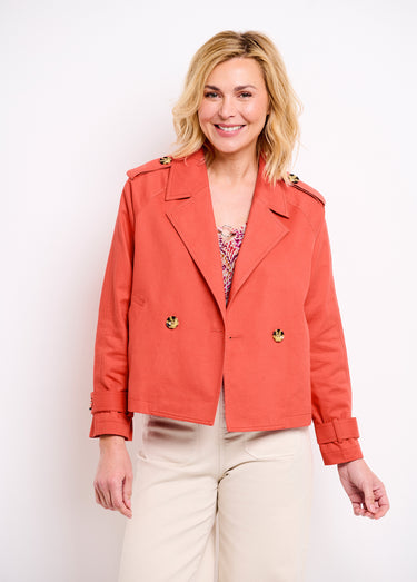 Trench court double boutonnage coton doublé Terracotta