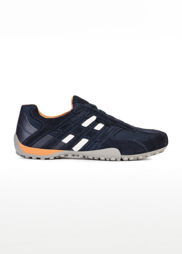 Baskets multimatières à lacets sportwear Bleu Marine
