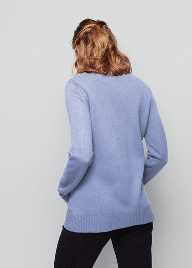 Pull col montant maille épaisse Bleu