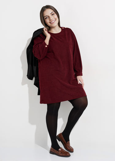 Robe housse en velours grosses cotes Bordeaux