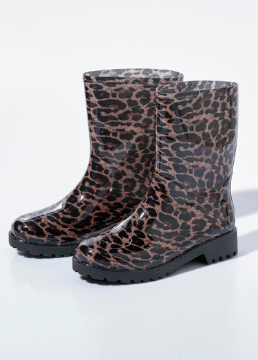 Bottines de pluie léopard semelle crantée Leopard