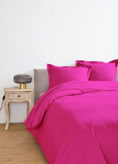 Housse de couette coton uni Rose Indien
