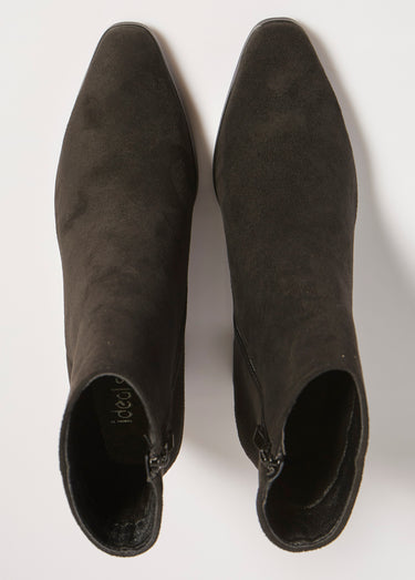 Boots pointues chic à talon, en suédine Noir