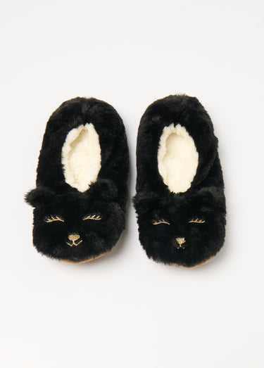 Chaussons chauds animal fausse fourrure Noir