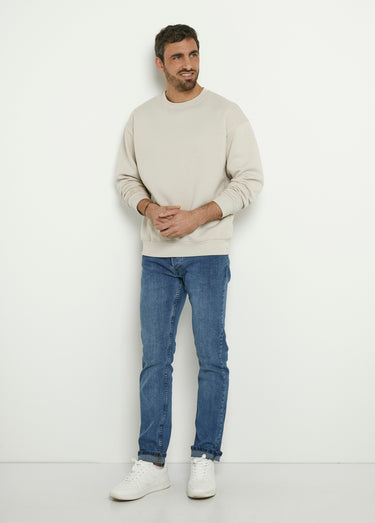 Sweat molletonné col rond manches longues Sable