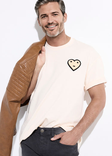 T-shirt épais détail coeur bouclette Beige