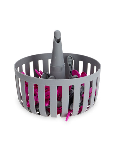 30 pinces à linge + panier Gris