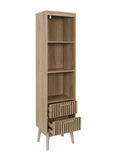 Colonne bois claustra 3 niches 2 tiroirs Marron