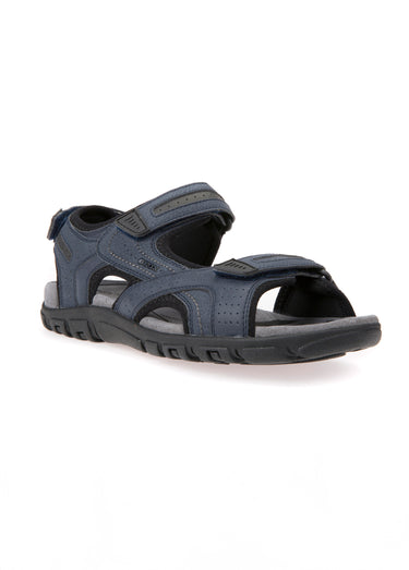 Sandales sportwear perforées à scratchs Marine/Gris Fonce