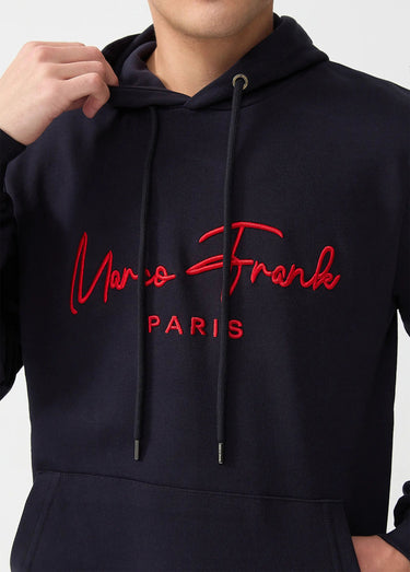 Sweat à capuche molletonné, poche kangourou Marine
