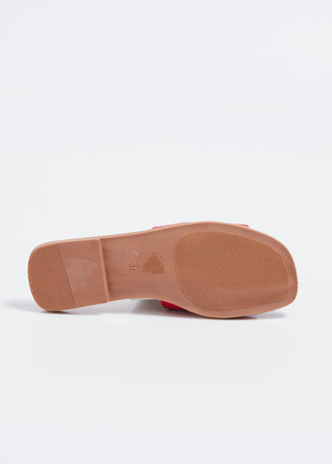 Mules plates vernies, imitation croco Vernis Rouge